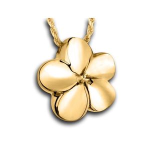Pacific Urns Necklace For Ashes Plumeria 14K In Yellow Gold