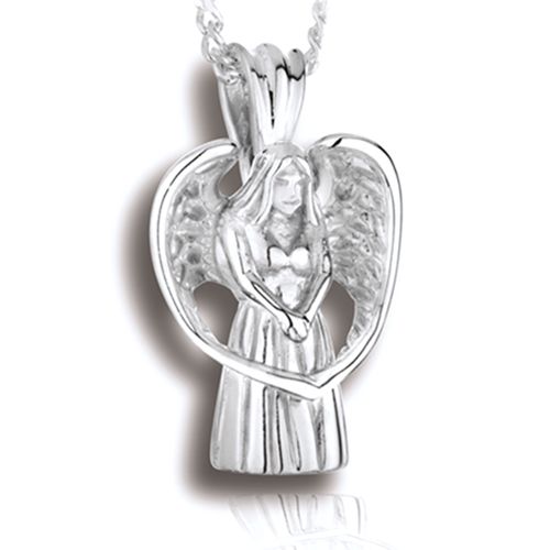 Pacific Urns Necklace For Ashes Praying Angel In Sterling Silver