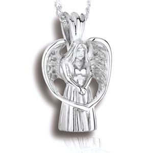 Pacific Urns Necklace For Ashes Praying Angel In Sterling Silver