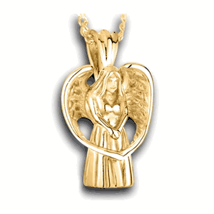 Pacific Urns Necklace For Ashes Praying Angel 14K In Yellow Gold