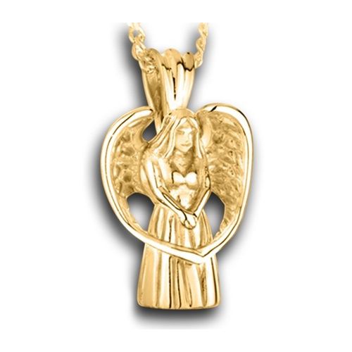 Pacific Urns Necklace For Ashes Praying Angel 14K In Yellow Gold