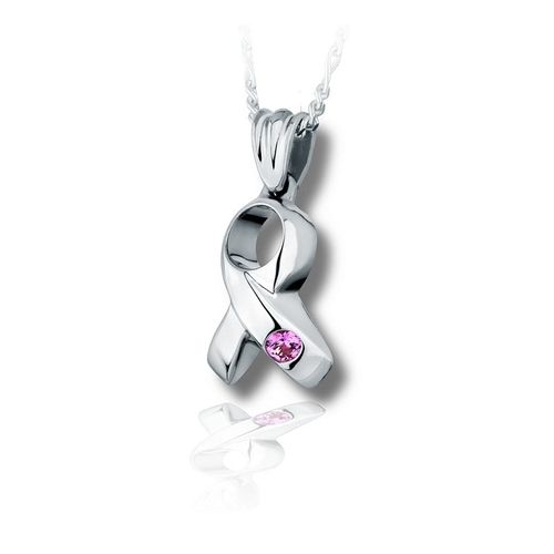 Pacific Urns Necklace For Ashes Ribbon In Sterling Silver