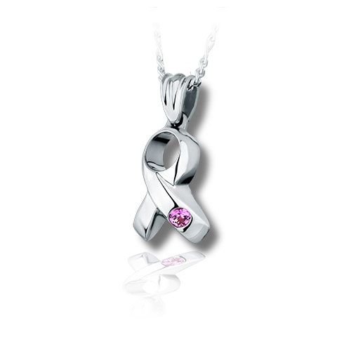Pacific Urns Necklace For Ashes Ribbon 14K In Yellow Gold