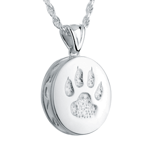 Pacific Urns Pet Cremation Necklace Round Cat Paw