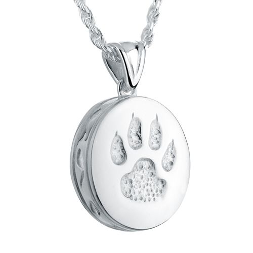Pacific Urns Pet Cremation Necklace Round Cat Paw