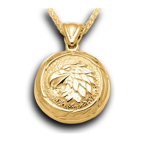 Pacific Urns Necklace For Ashes Round Eagle 10K In Yellow Gold