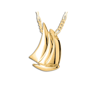 Pacific Urns Necklace For Ashes Sail Boat 10K In Yellow Gold