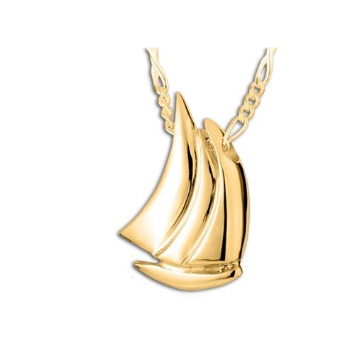 Pacific Urns Necklace For Ashes Sail Boat 10K In Yellow Gold