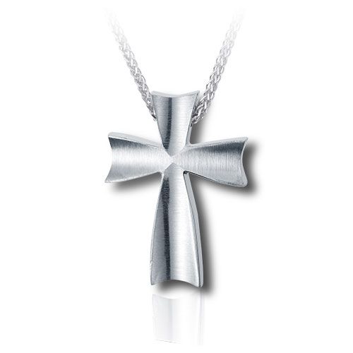 Pacific Urns Necklace For Ashes Satin Cross 10K In Yellow Gold