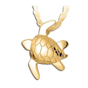 Pacific Urns Necklace For Ashes Sea Turtle 10K In Yellow Gold