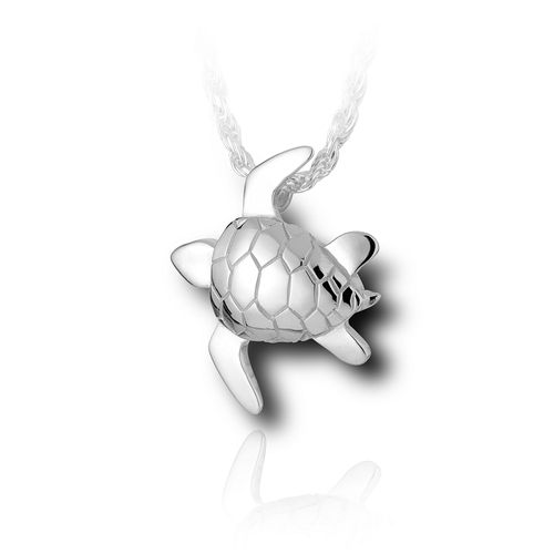Pacific Urns Necklace For Ashes Sea Turtle In Sterling Silver