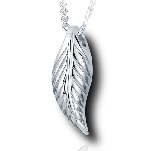 Pacific Urns Necklace For Ashes Small Leaf In Sterling Silver