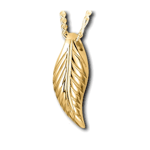 Pacific Urns Necklace For Ashes Small Leaf 14K In Yellow Gold