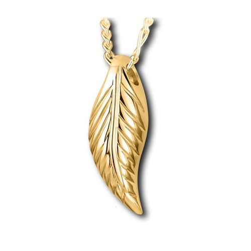 Pacific Urns Necklace For Ashes Small Leaf 14K In Yellow Gold