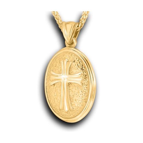Pacific Urns Necklace For Ashes Spanish Oval 10K In Yellow Gold