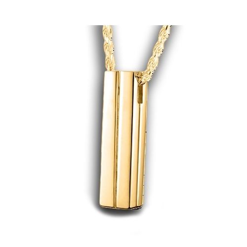 Pacific Urns Necklace For Ashes Square Tube 14K In Yellow Gold
