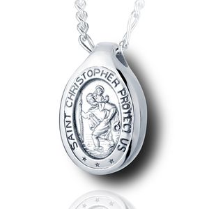 Pacific Urns Necklace For Ashes St. Christopher In Sterling Silver