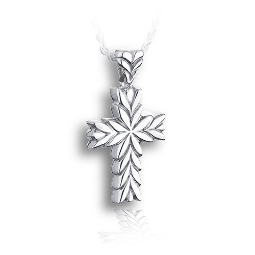 Pacific Urns Necklace For Ashes Starburst Cross 10K In Yellow Gold