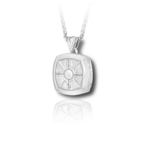Pacific Urns Necklace For Ashes Sunburst Cushion 10K In Yellow Gold