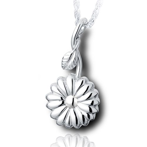 Pacific Urns Necklace For Ashes Sunflower In Sterling Silver