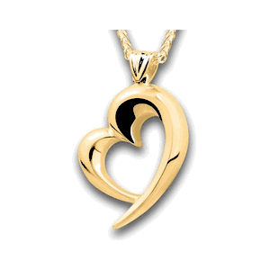 Pacific Urns Necklace For Ashes Swirl Heart 14K In Yellow Gold