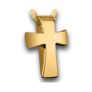 Pacific Urns Necklace For Ashes Traditional Cross 14K In Yellow Gold