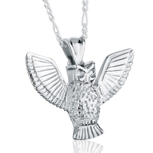 Pacific Urns Necklace For Ashes Wise Owl In Sterling Silver