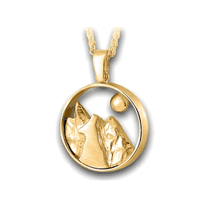 Pacific Urns Necklace For Ashes Wolf and Moon 10K In Yellow Gold