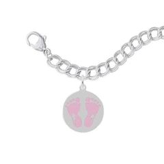 Painted Baby Feet Disc Bracelet Sets Pink - 27-1019