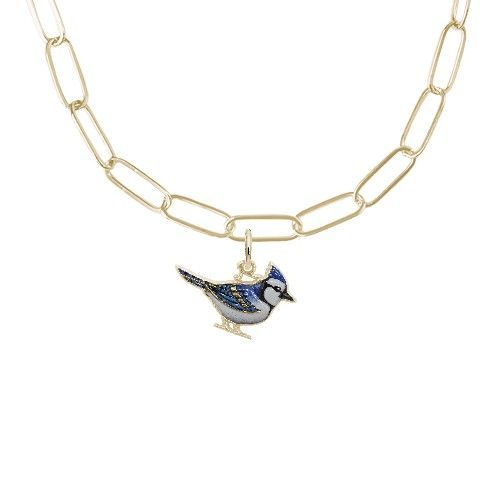 Painted Blue Jay Necklace Set - Gold Plated - 29-1119-300-GP