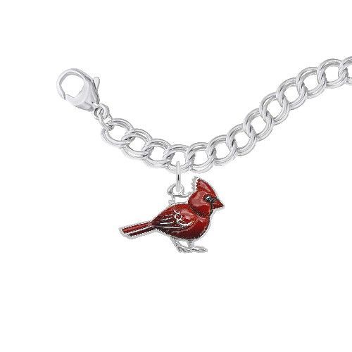 Painted Cardinal Bracelet Set - Sterling Silver - 27-1012-117-SS