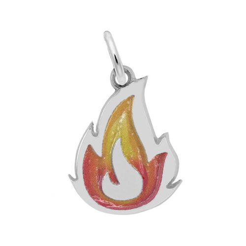 Painted Flame Charm - 14K White Gold - 10-1020-1-14kw
