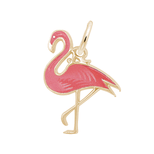 Painted Flamingo Charm - 10K Yellow Gold - 10-1042-1-10k