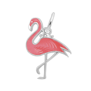 Painted Flamingo Charm - Sterling Silver - 10-1042-1-ss
