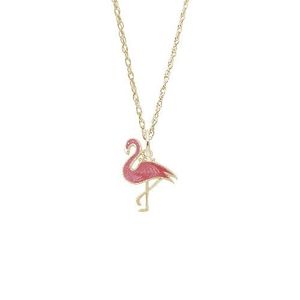 Painted Flamingo Necklace Set - Gold Plated - 29-1042-87-GP
