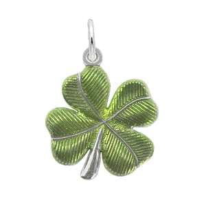 Painted Four Leaf Clover Charm - 14K White Gold - 0395-001-14kw