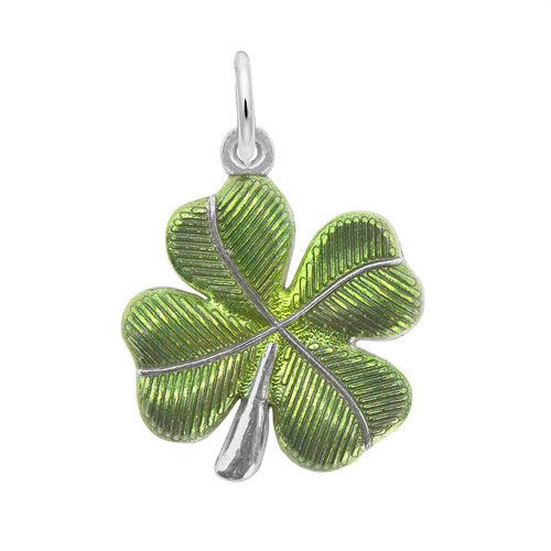 Painted Four Leaf Clover Charm - 14K White Gold - 0395-001-14kw