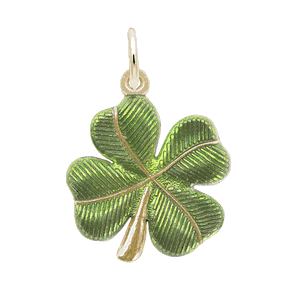 Painted Four Leaf Clover Charm - Gold Plate - 0395-001-gp