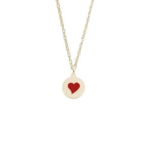Painted Initial Disc Heart Necklace Set - Gold Plated - 29-1897-87-GP
