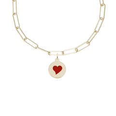 Painted Initital Disc Heart Necklace Set