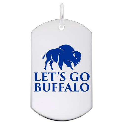 Painted Let's Go Buffalo Dog Tag - 14K White Gold - 10-1069-0-14kw