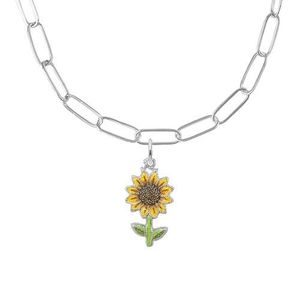 Painted Sunflower Necklace Set - Sterling Silver - 29-1117-300-SS