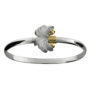 Palm Hook Bracelet - SS & 14K Yellow Gold 4mm 6.5 Inch - C4PALM65