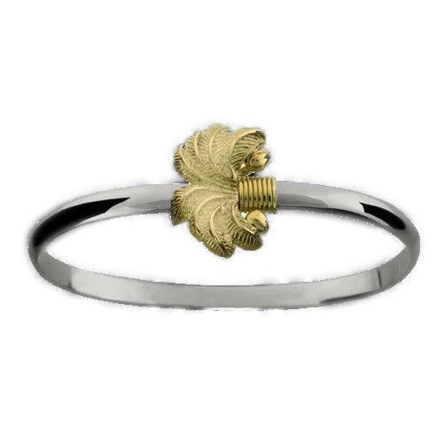 Palm Hook Bracelet - SS & 14K Yellow Gold 4mm 7.5 Inch - C42CPALM75