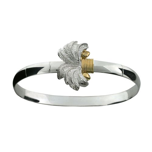 Palm Hook Bracelet - Sterling Silver & 14K Yellow Gold 6mm 7.0 Inch