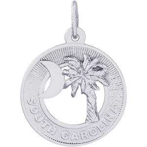 Palmetto Crescent Moon Charm - 14K White Gold - 10-3914