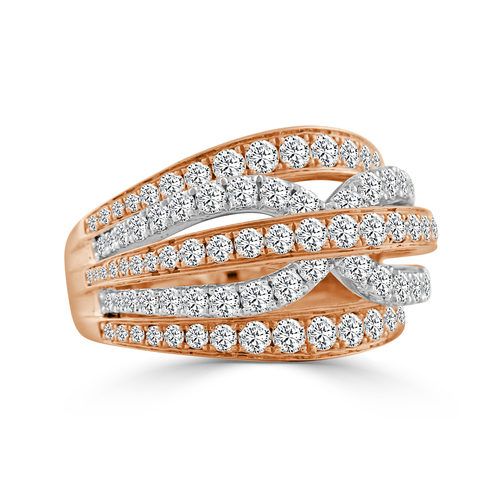 Paloma All Diamond Three Row Pave Area , Diamond Micro Set Criss Cross Ring