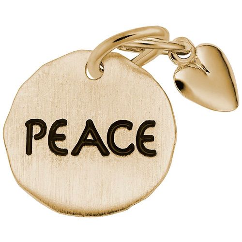 Peace Tag With Heart Charm - 14K Gold - 10-8445