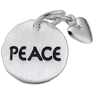 Peace Tag With Heart Charm - Sterling Silver - 10-8445