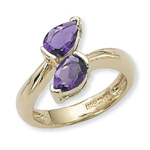 Pear Shape Amethyst Ring - 14K Yellow Gold Size 7